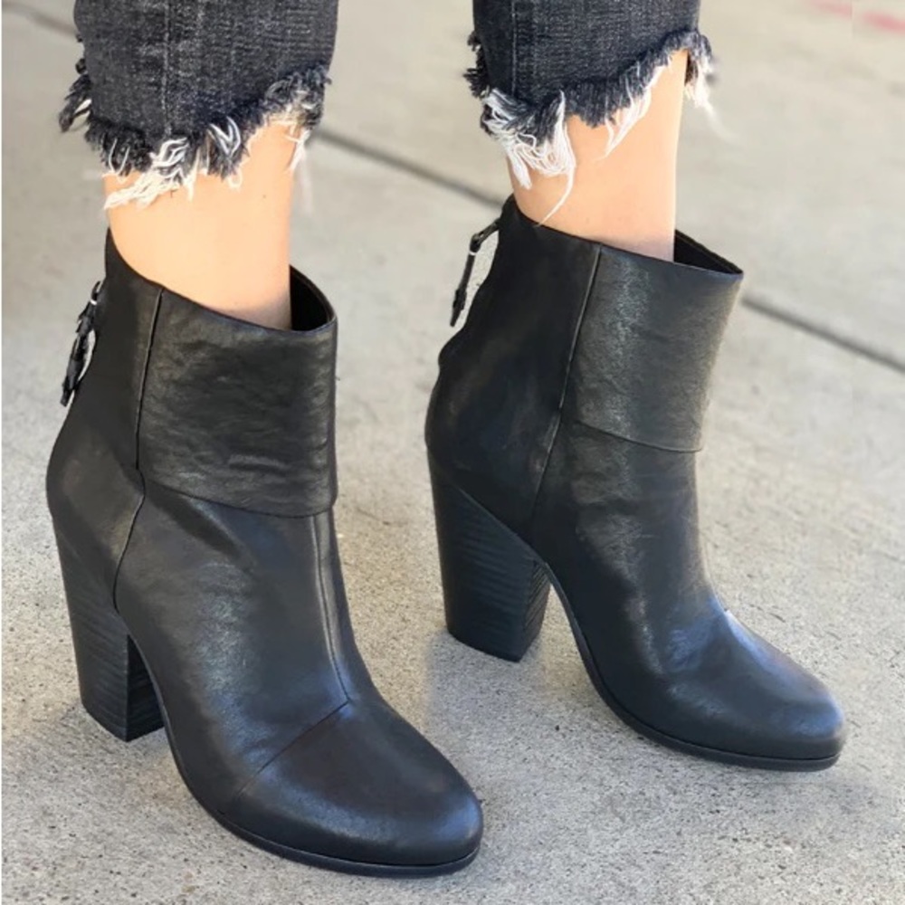 RAG & BONE Newbury Classic Women’s distressed Genuine Leather Black Bootie Sz 40